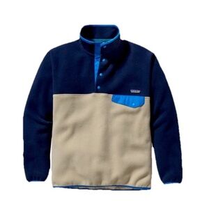 Vintage Patagonia Synchilla Snap T Fleece Men’s L Pullover Blue/Beige Colorblock